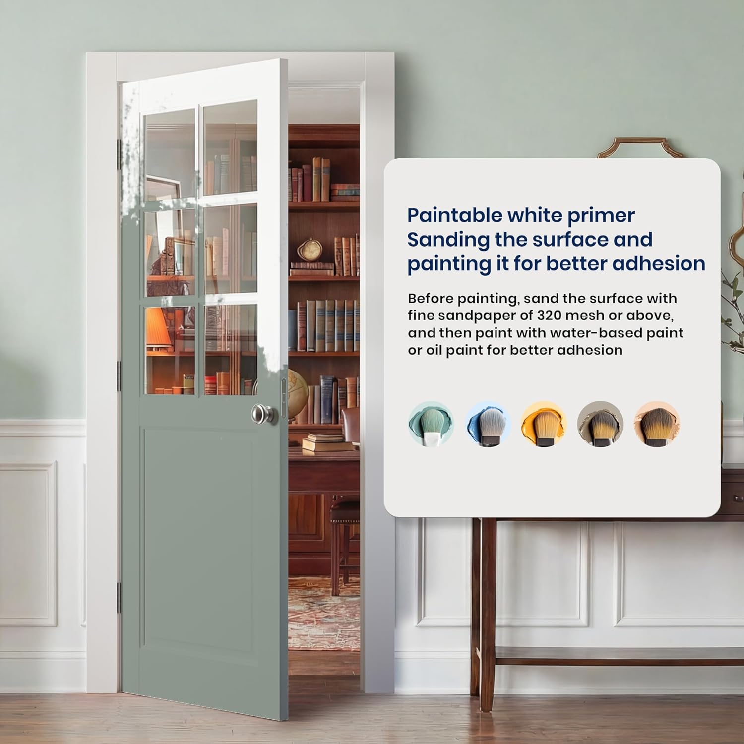 SMARTSTANDARD 48" x 80" Pantry Door, Interior Glass Slab Door, Clear Glass French Interior Doors for Pocket Laundry Bedroom, Solid Core Without Hardware Kit