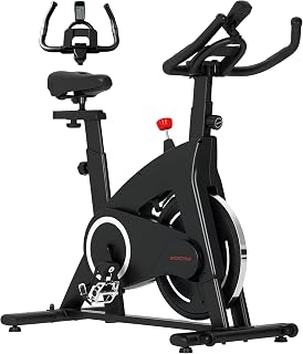 SPORTNOW Bicicleta Estática Bici Estática con Volante de Inercia 15 kg Pantalla LED Pulsómetro Manillar Asiento Ajustable y Ruedas Carga 120 kg para Casa Gimnasio Negro
