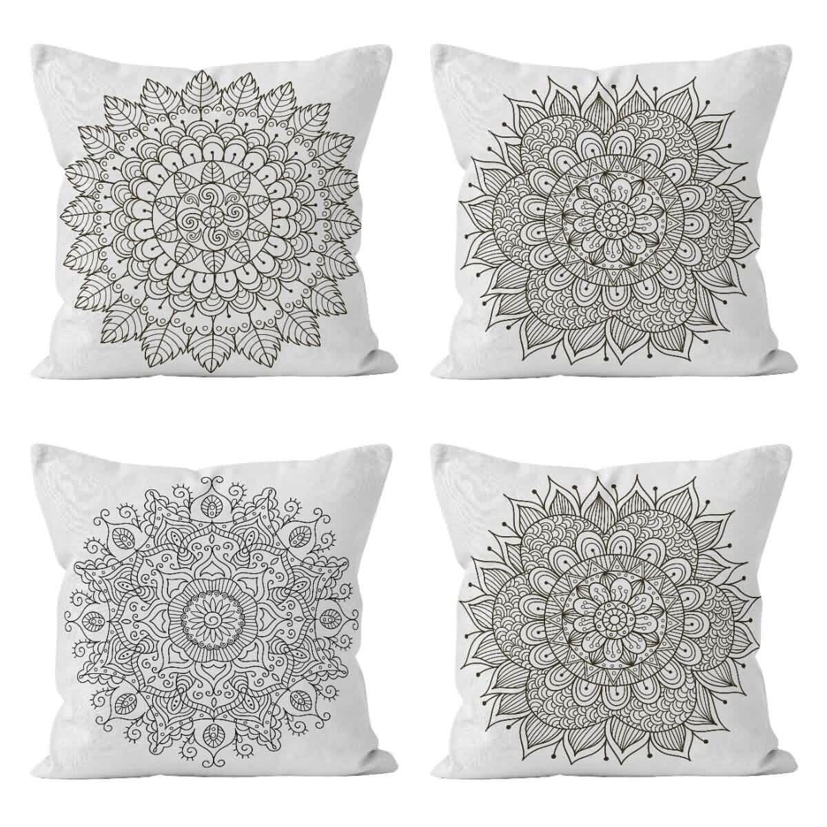 CEVAN Lino Fodere Per Cuscini Seduta Divano Federa Cuscino Home Mandala Federe Cuscini Letto Cotone Fantasia Federe Cuscino Velluto 50x50cm,4Pcs