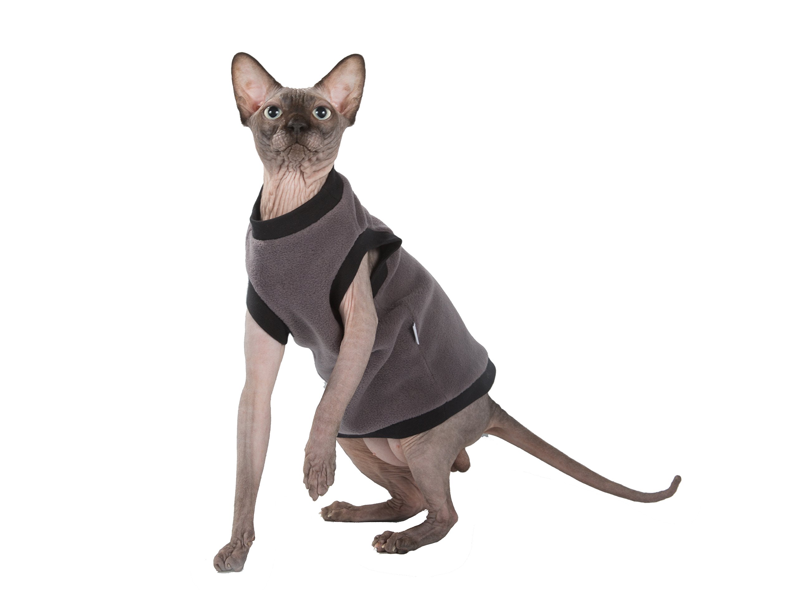 Kotomoda Cat's Pullover Taupe Fleece for Sphynx and Naked Cats (L)