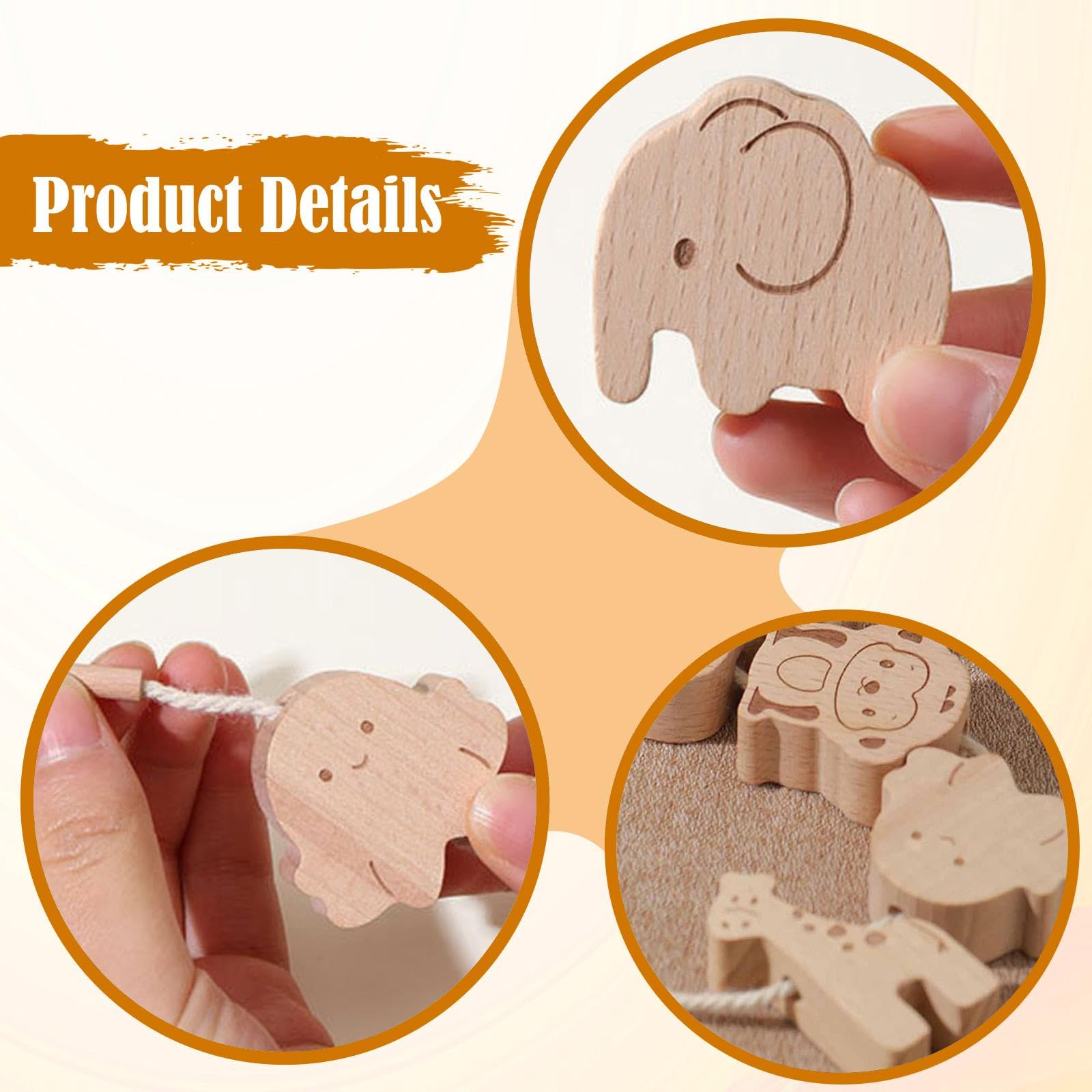 F Fityle Juguete apilable de bloques de animales de madera, juego de equilibrio, habilidades motoras, ensartar cuentas, regalo de fiesta, juguete educativo