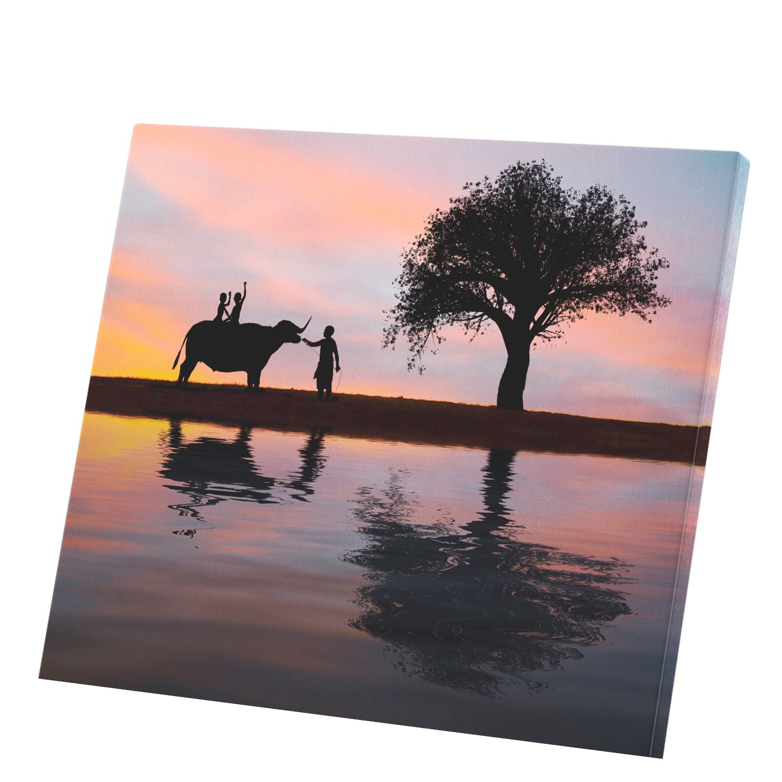 Tableau éléphant coucher de soleil pour raviver un mur blanc triste 69x60 - 4