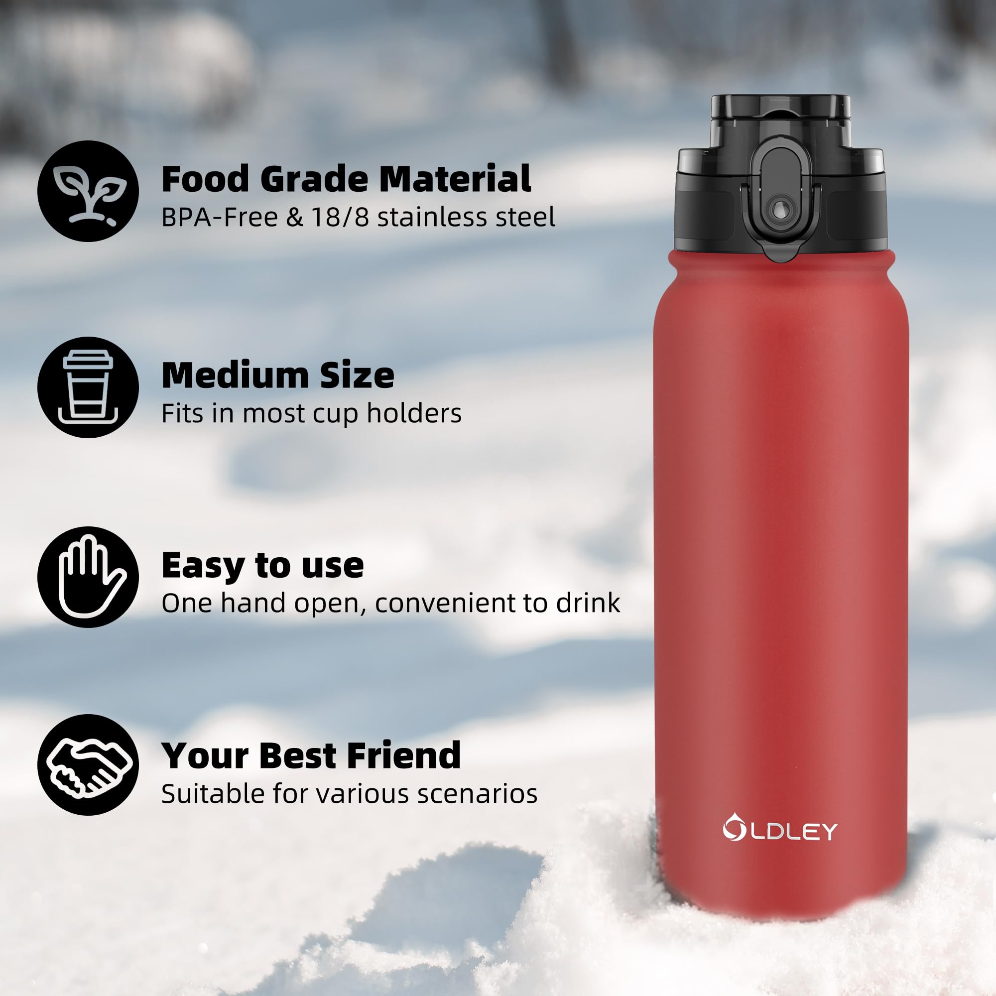 🥤OLDLEY Botella Térmica 600ml: ¡Tu Bebida Fría O Caliente Perfecta Para El Deporte Y La Oficina!