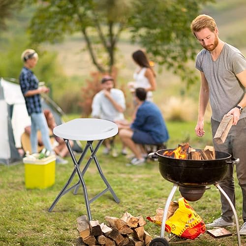 Miniatura 6 de 5Rcom Taburetes portátiles plegables y ligeros de 18 pulgadas, juego de 2 taburetes redondos plegables de plástico para adultos con patas de marco