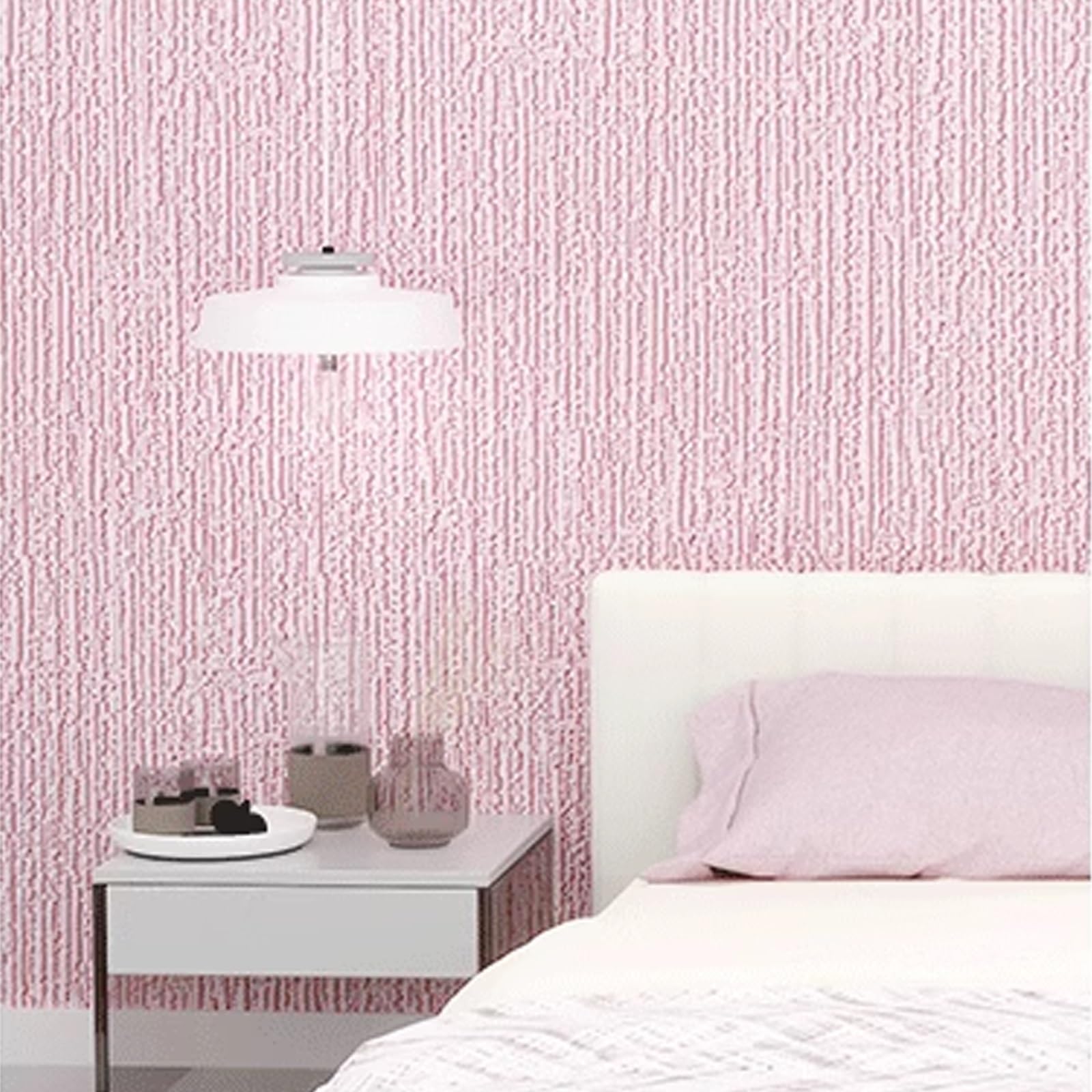 Papier peint isolant haut de gamme rose aspect lin de 40m