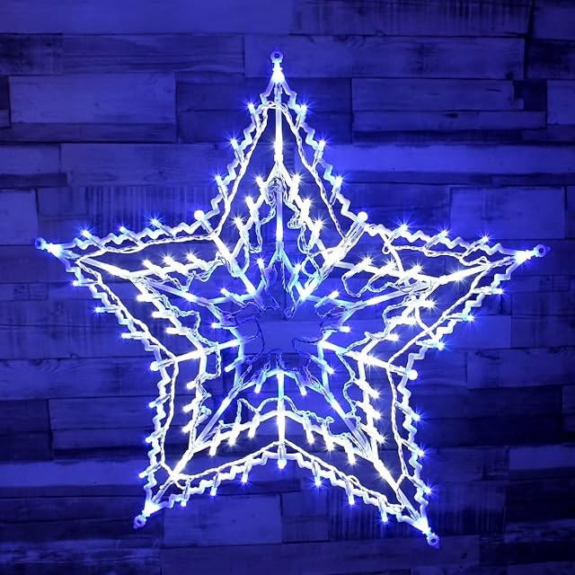 The Christmas Workshop 80640 Blue & White Star Christmas Light / 35 LED Lights / Indoor Or Outdoor Mains Operated Christmas Decorations / 54cm x 54cm x 1.5cm