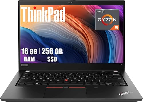 Lenovo Thinkpad T14 Gen 1 Portátil empresarial, 14 Pulgadas FHD (1920 x 1080), AMD Ryzen 5 Pro 4650U, 16 GB de RAM DDR4, SSD de 256 GB, Teclado QWERTY, Windows 11 Pro (reacondicionado)