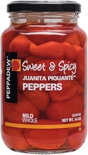 PEPPADEW Sweet Piquanté Peppers 14 oz Jar - Sweet & Mild Spicy Pickled Peppers, Gluten-Free Vegan Snack