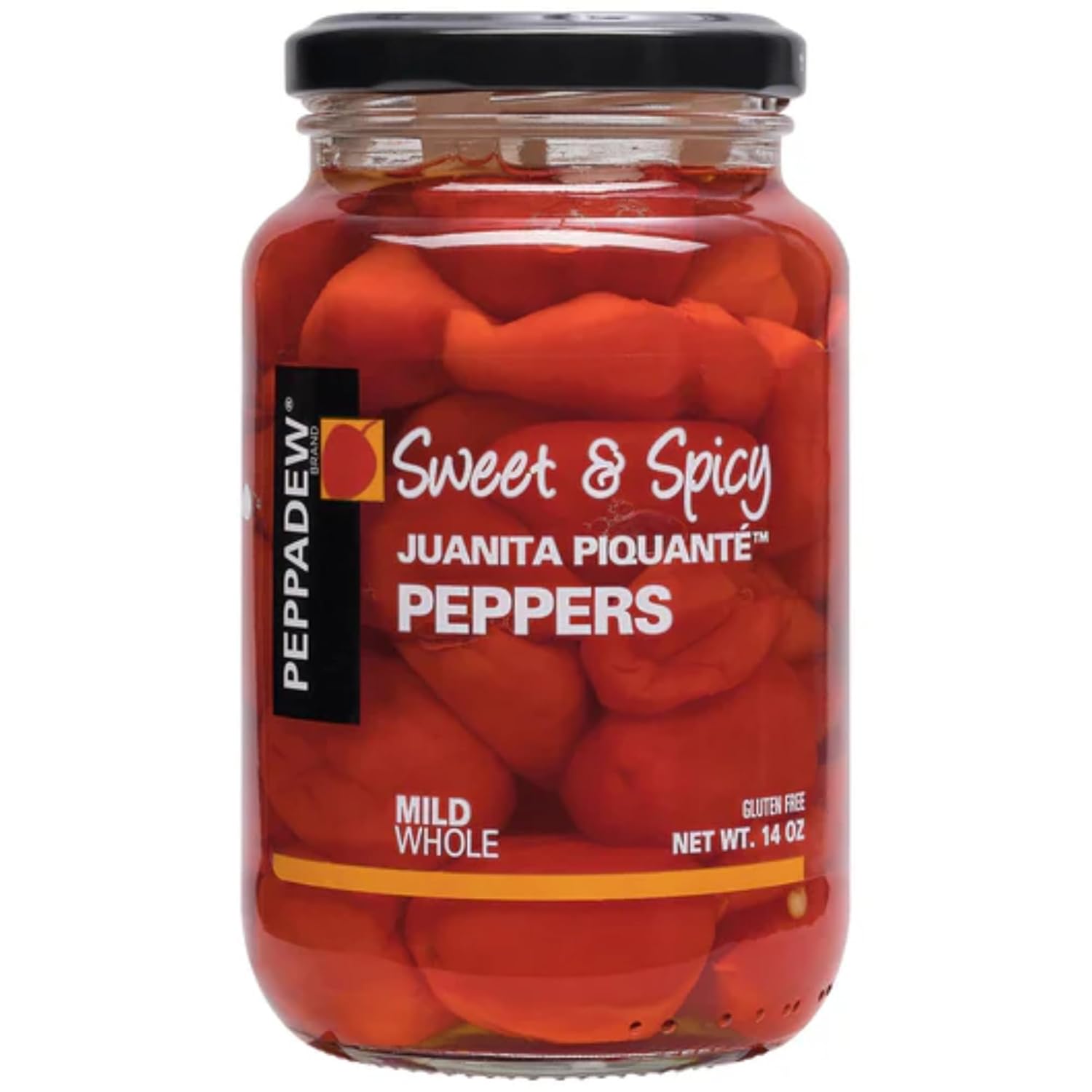 PEPPADEW Sweet Piquanté Peppers 14 oz Jar - Sweet & Mild Spicy Pickled Peppers, Gluten-Free Vegan Snack