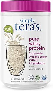 simply tera's Pure Whey Protein Powder - Grass Fed Whey Protein Powder, Clean & Natural, Unflavored, Non-GMO, Kosher, Unsweetened - 12 Oz