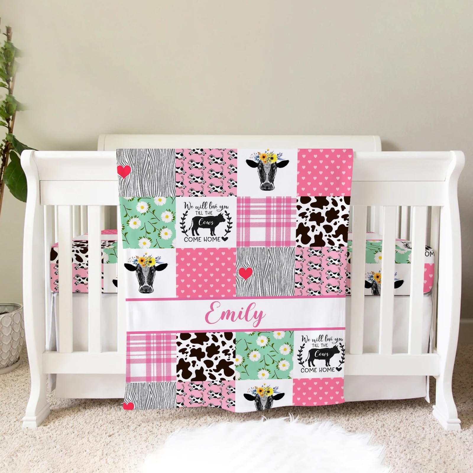 Naseagleeye Personalized Crib Bedding Set for Girls, Custom