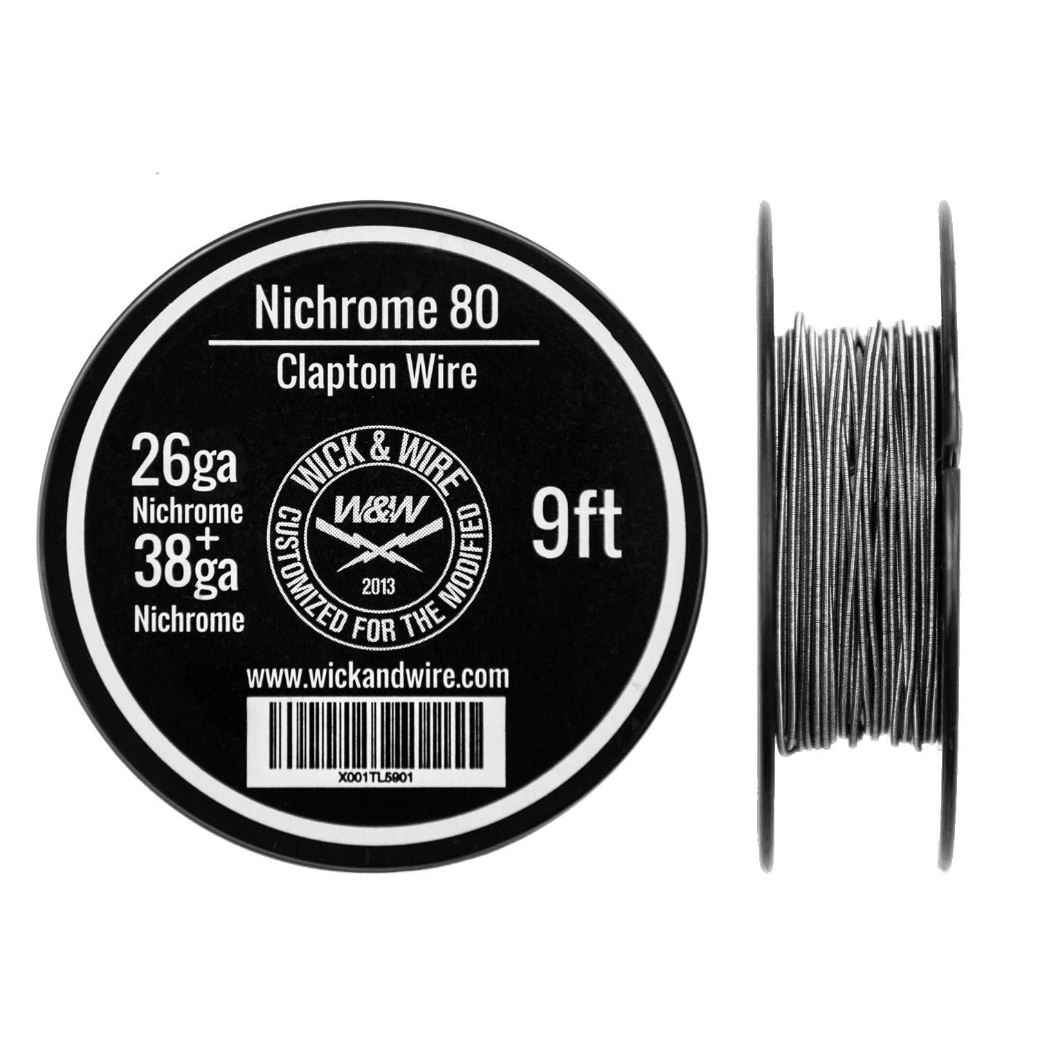 Clapton Wire - Heat Resistance Wire Spool - 26ga Nichrome, 38ga Nichrome - 9 ft