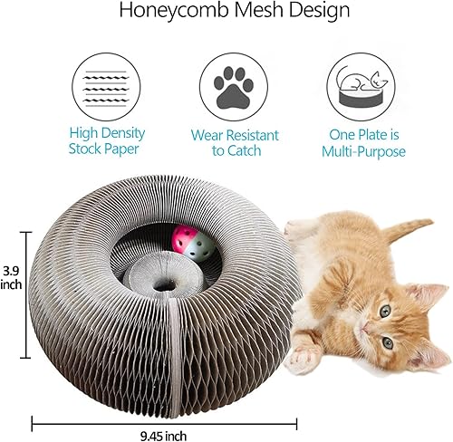 Miniatura 3 de Enkman Magic Organ Cat Scratching Board Plegable Cat Grinding Scratch Board viene con juguete Kring Ball Durable Reciclable Juguete interactivo para