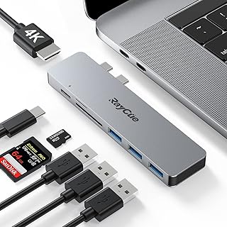 USB C Adapters for MacBook Pro, MacBook Air M1 USB Accessories 7 in 2 with 4K HDMI, 3 USB 3.0, 100W Thunderbolt 3 Charging Port, SD/TF Card Reader, USB C Hub MacBook Pro/MacBook Air 2020-2016