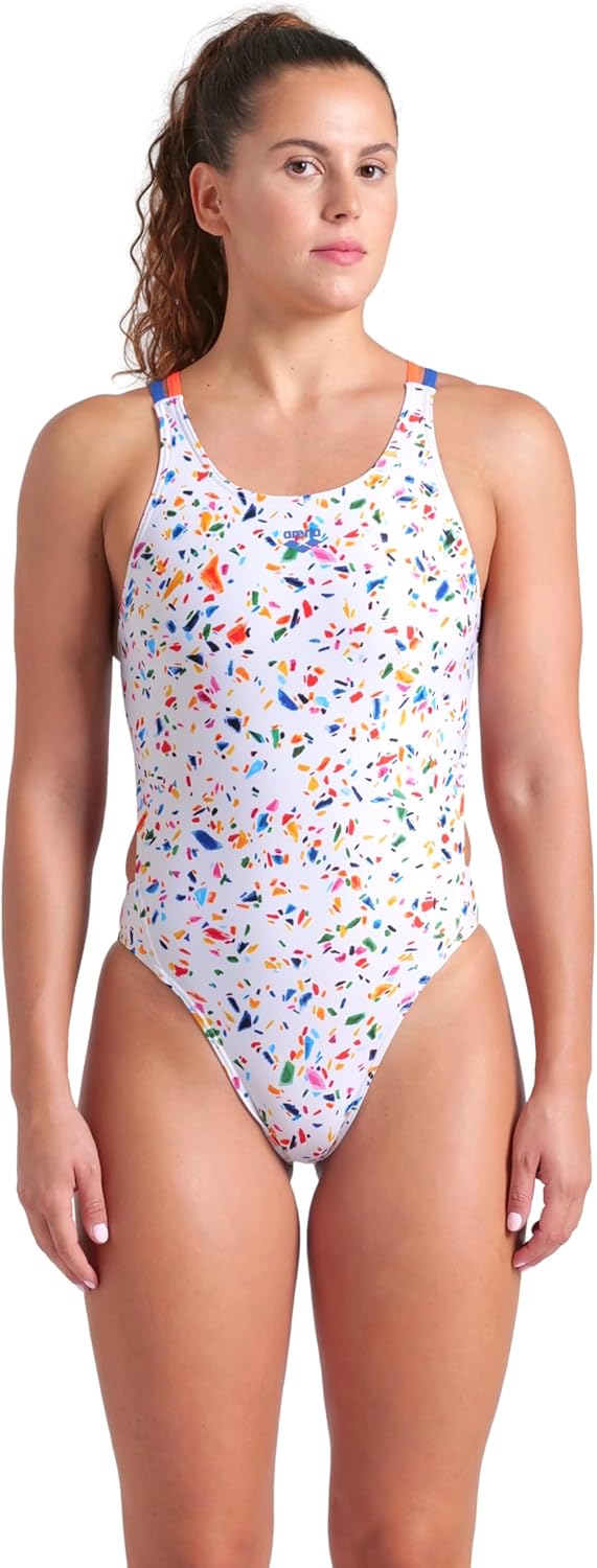 Arena Womens Arena Women’s Performance Confetti Swim Tech Multi Back One Piece Swimsuit