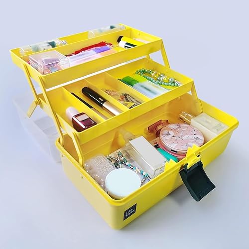 Miniatura 4 de Anbestor Caja de almacenamiento portátil de plástico de 3 capas, organizador multiusos y estuche de almacenamiento para manualidades y cosméticos,