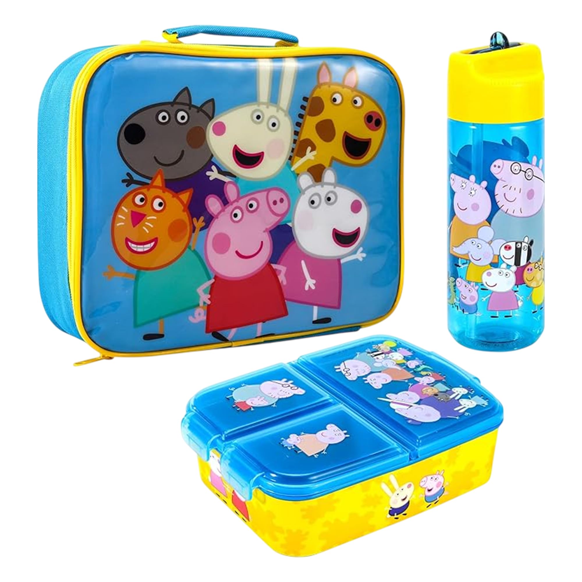Zawadi Global Peppa Pig Kids Childrens Lunch Box Set โ Insulated Lunch Bag, Multicompartment Lunch Box & 580ml Water Bottle - School Travel Lunch Food Set, BPA Free โ image 1