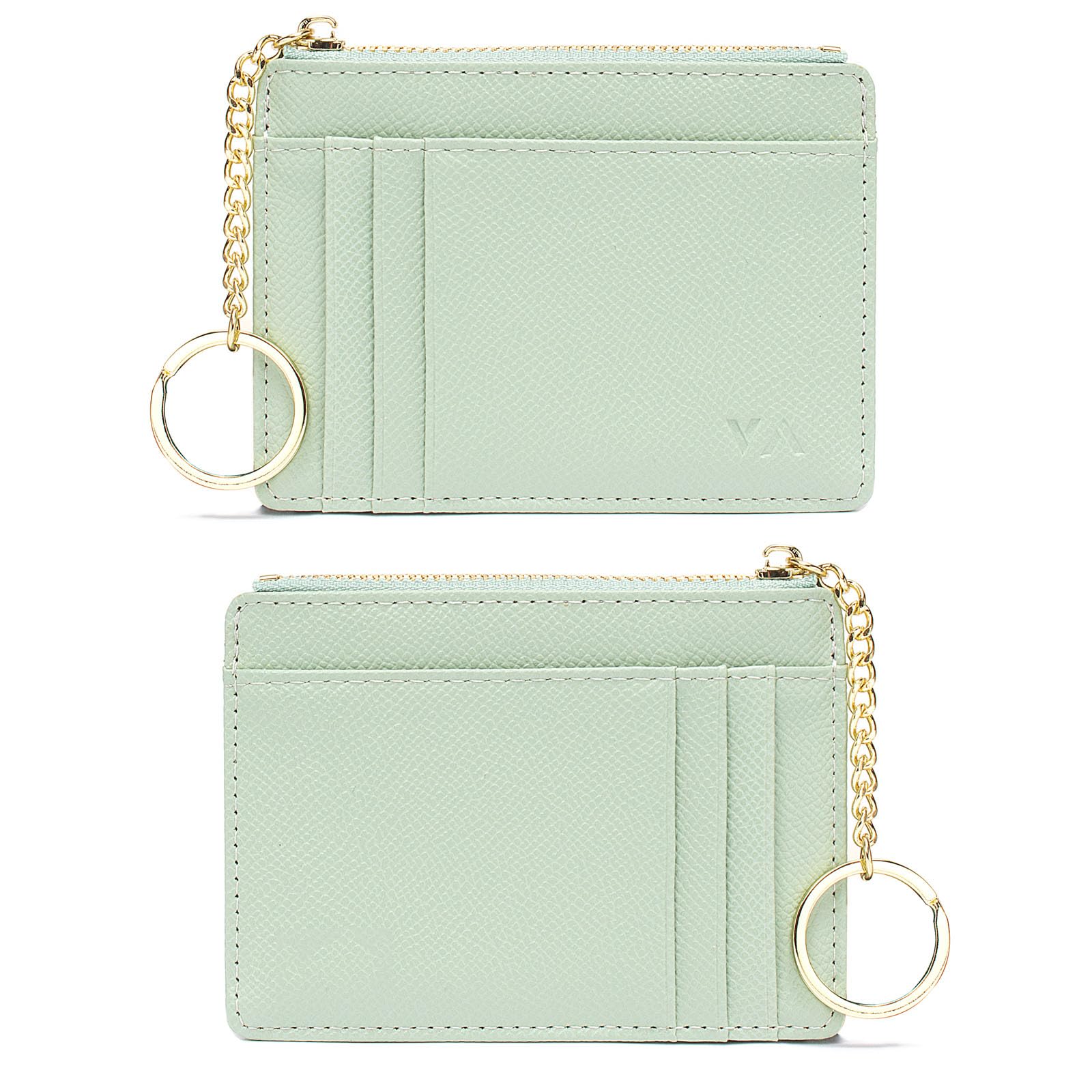 Valentoria Slim RFID Blocking Card Holder Small Pocket Wallet Keychian Zipper Coin Purse Mini Cash & Coin & Cards Case for Women Men | Slim, RFID