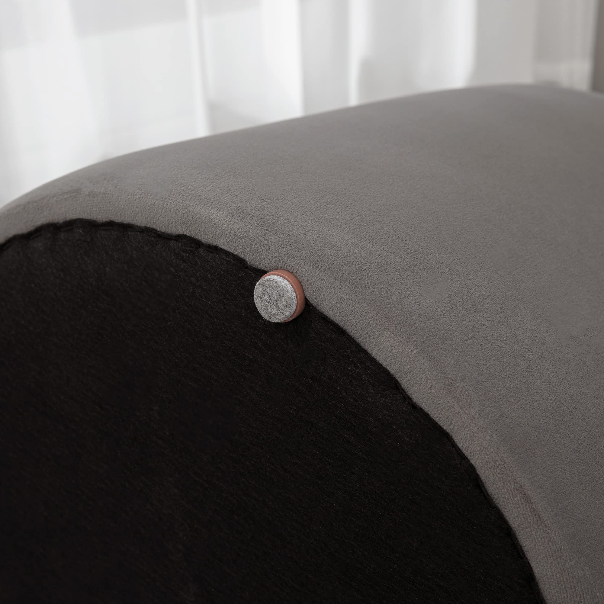 HOMCOM Pouf Poggiapiedi in Velluto con Contenitore, Coperchio 2 in 1 con Imbottitura e Lato in Legno, Tavolino da Caffè Rotondo Ø44 x 47.5cm, Grigio