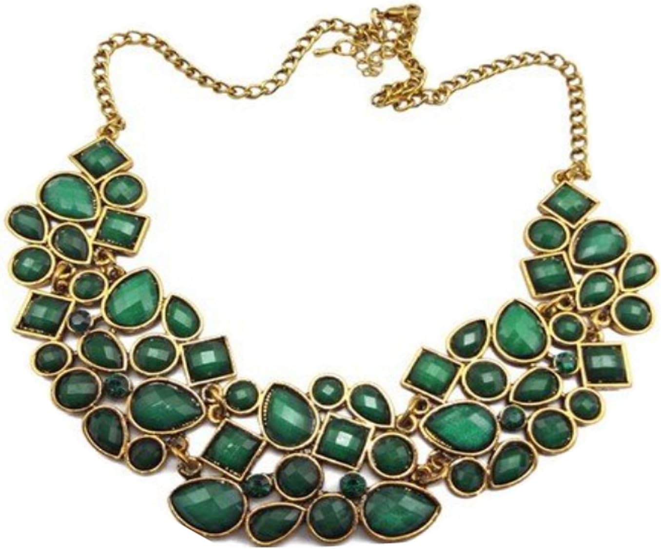 Women Fashion New Green Resin Rhinestone Drop Bubble Choker Necklace
