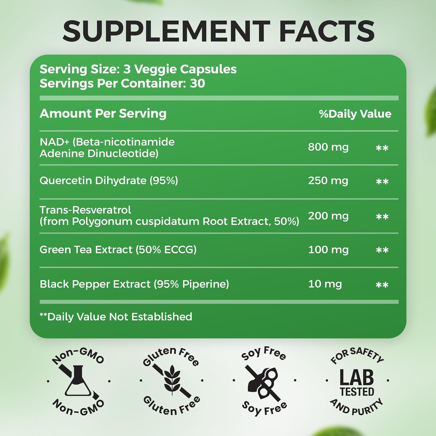 NAD+ Supplement, 1,360mg Max Strength Liposomal | Resveratrol, Quercetin, Green Tea | Cellular Energy & Healthy Aging for Men & Women | 800mg of 100% High Purity NAD+ for Energy, Focus - 90 Capsules - Image 7