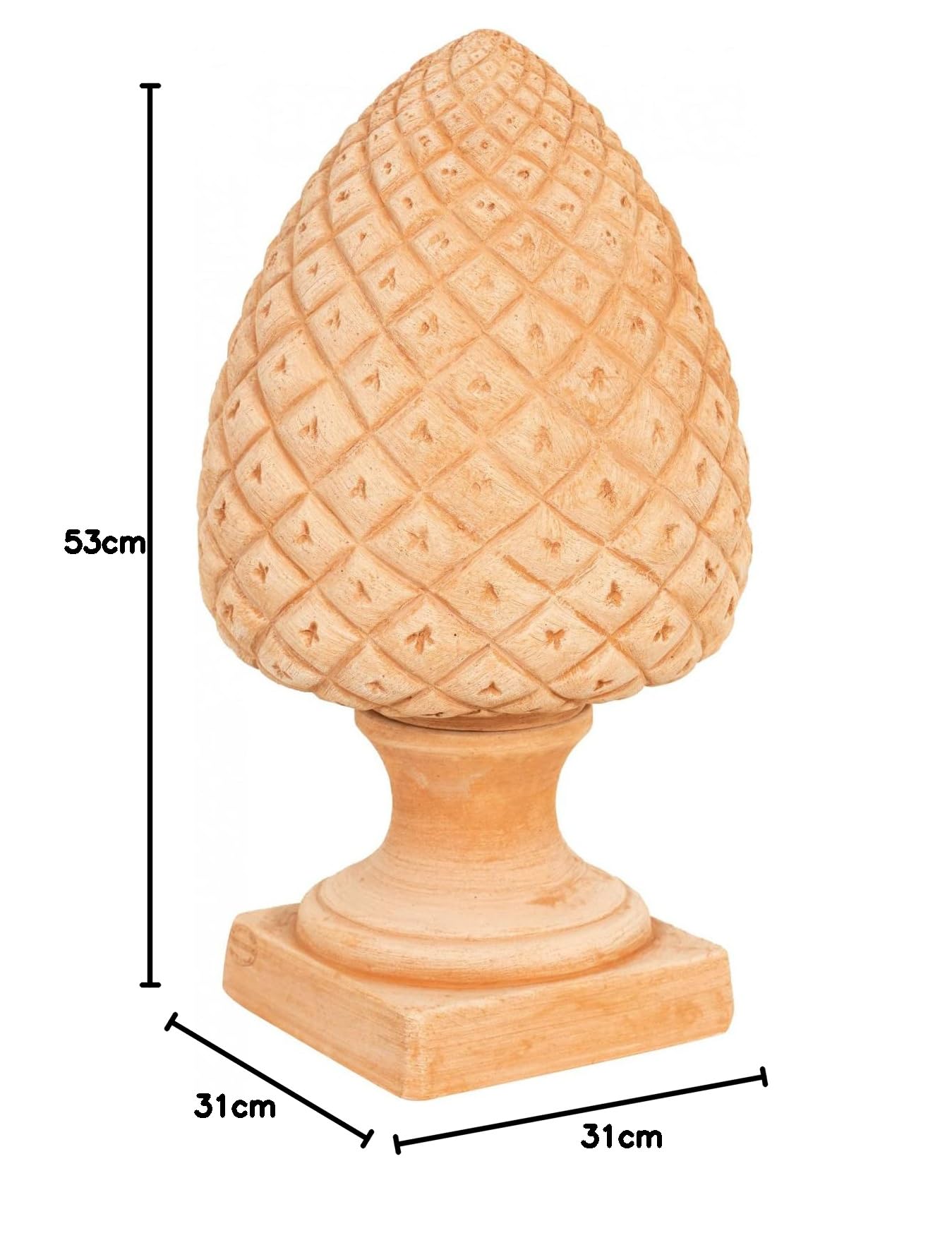 Biscottini Pigna decorativa in terracotta 53x31x31 cm | Pigne decorative grandi da esterno Made in Italy | Decorazioni casa e giardino