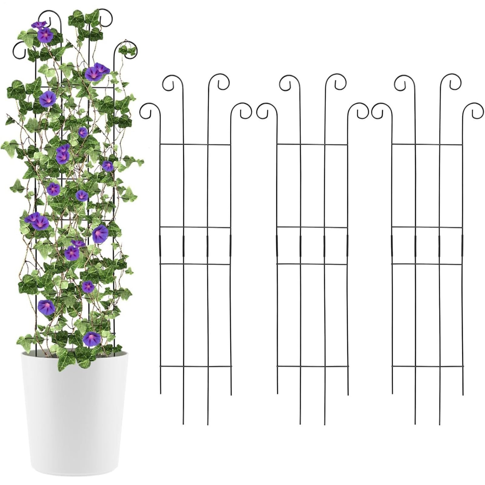 Treillis De Jardin pour Grimpantes 81 Cm 4 Pièces en Métal Extensible