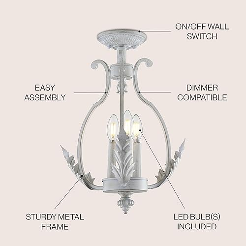 Miniatura 3 de JONATHAN Y JYL9522A Austen 12.2 pulgadas LED de metal semiempotrado, transitorio, tradicional, glamour, campo francés, cabaña, sala de estar, sala