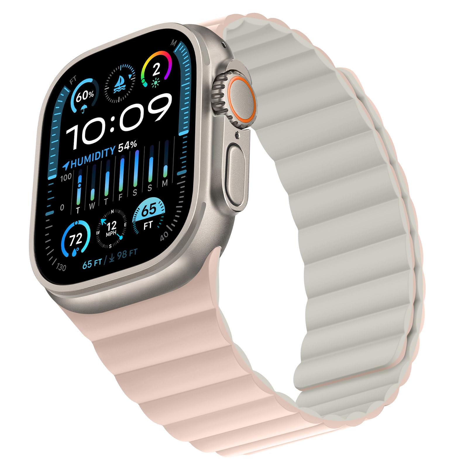 Bisikor Compatible with Apple Watch Band 49 46 45 44 42 41 40 38mm, Double Sided Wearable Silicone Magnetic Strap for iWatch Ultra SE Series 11 10 9 8