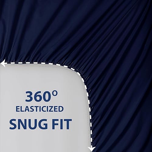 Miniatura 3 de Cathay Home Essentials Juego de sábanas de microfibra ultra suave, hipoalergénicas, resistentes a las arrugas, doble cepillado, color azul marino,