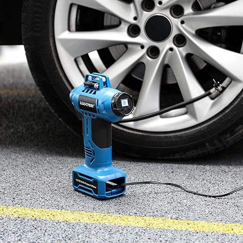 Miniatura 7 de LUXTER Compresor de aire del inflador de neumáticos, Bomba de aire 12V DC Bomba de neumáticos de coche, Medidor de presión digital 160PSI Unidad psi