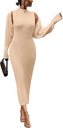 PRETTYGARDEN Women's Fall 2 Piece Outfits Knit Long Sleeve Cropped Cardigan Pullover Sweater Maxi Dress Sets Winter Clothing