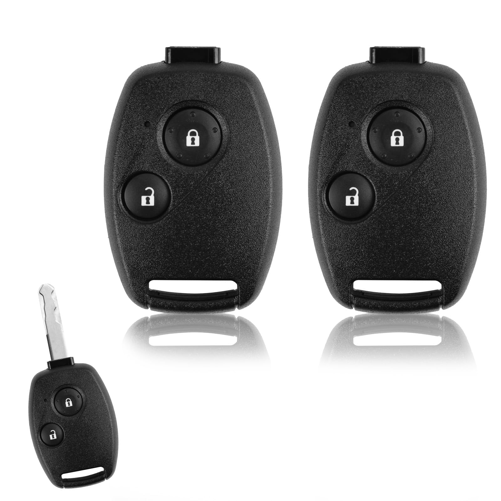 2 PCS Key Fob Case Replacement for Honda Civic Jazz Crv Insight Accord Fit Frv Remote Car Key Cover Shell, 2 Button Remote Key Cover Keyless Entry Remote Shell No Key Blade (Black)