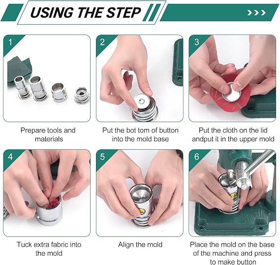 Fabric Button Maker Machine,Button Maker Handmade Fabric Covered Button DIY Tool,Upholstery Fabric Covered Button Maker Kit with 300 Pcs Buttons and 3 Molds (18, 25, 30mm) for Clothes,Doll