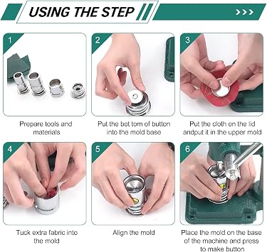 Fabric Button Maker Machine,Button Maker Handmade Fabric Covered Button DIY Tool,Upholstery Fabric Covered Button Maker Kit with 300 Pcs Buttons and 3 Molds (18, 25, 30mm) for Clothes,Doll