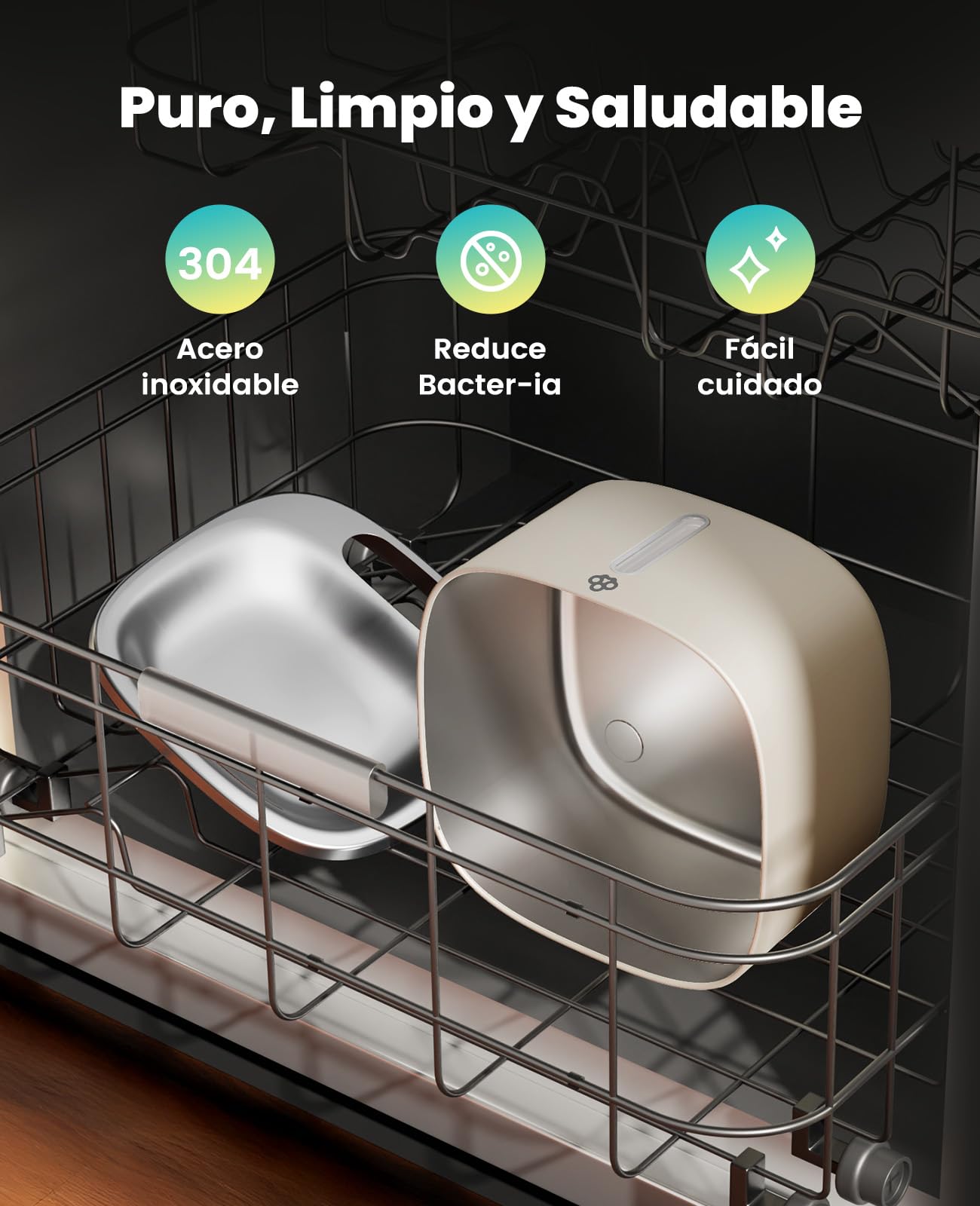 oneisall Fuente para Gatos sin Cable, 3.5L Bebedero de Acero Inoxidable, batería de 5000mAh, Fuente de Agua para Gatos con Detector de Movimiento, Bomba de Agua silenciosa, 3 filtros