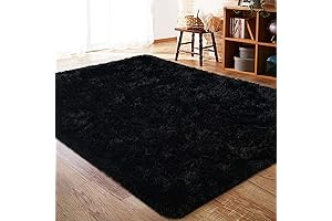 ISEAU Black Area Rug Super Soft and Fluffy for Bedroom, 4x6 Feet