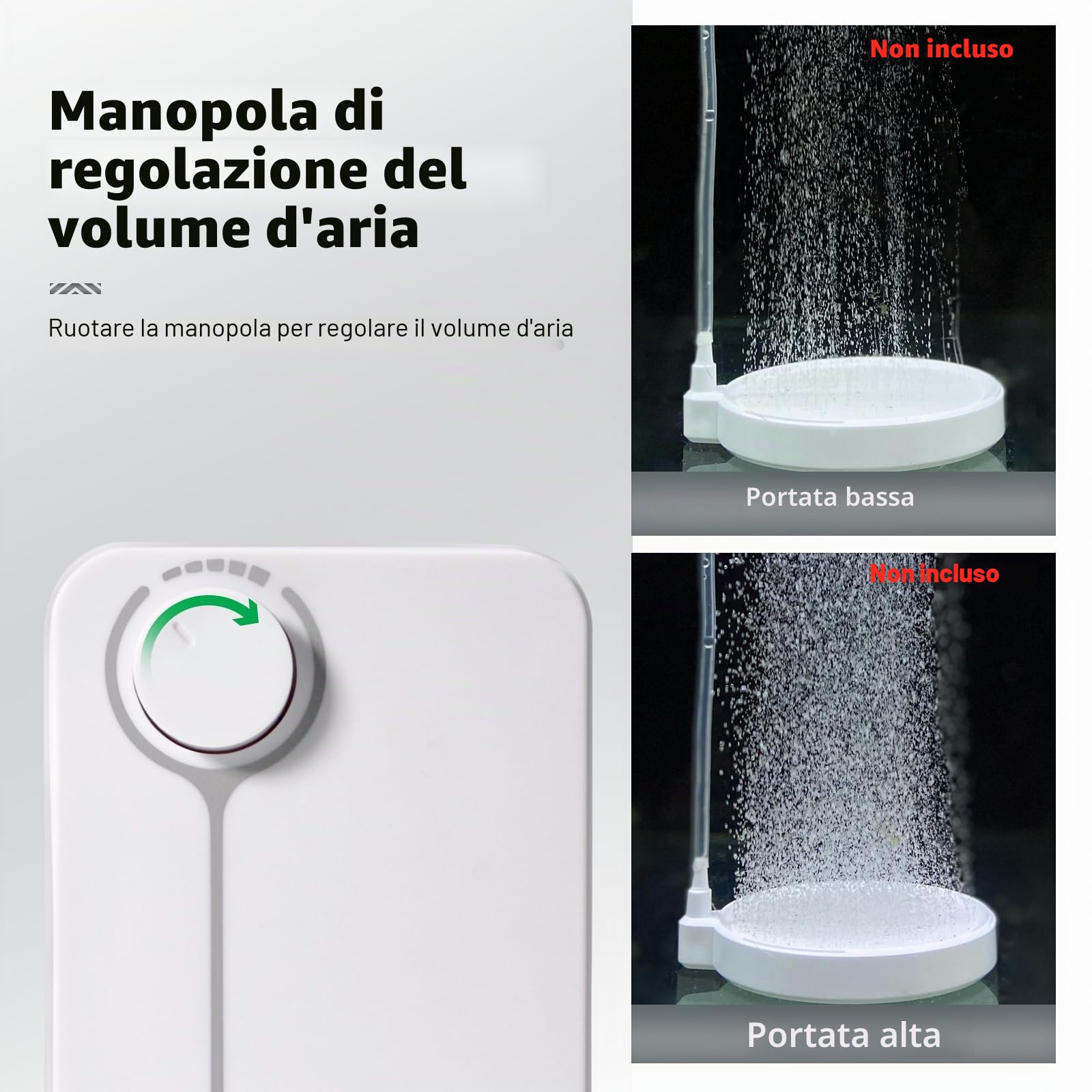 boxtech Pompa ad aria per acquario, 5 Watt, pompa per ossigeno regolabile, 2 prese d'aria. Pompa a membrana regolabile, pompa per pesci per acquari