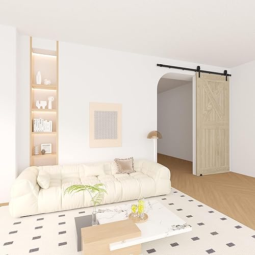 Miniatura 5 de Dondelight Kit de herrajes para puerta de granero de 6.6 pies, juego de herrajes modulares resistentes para puertas interiores y exteriores