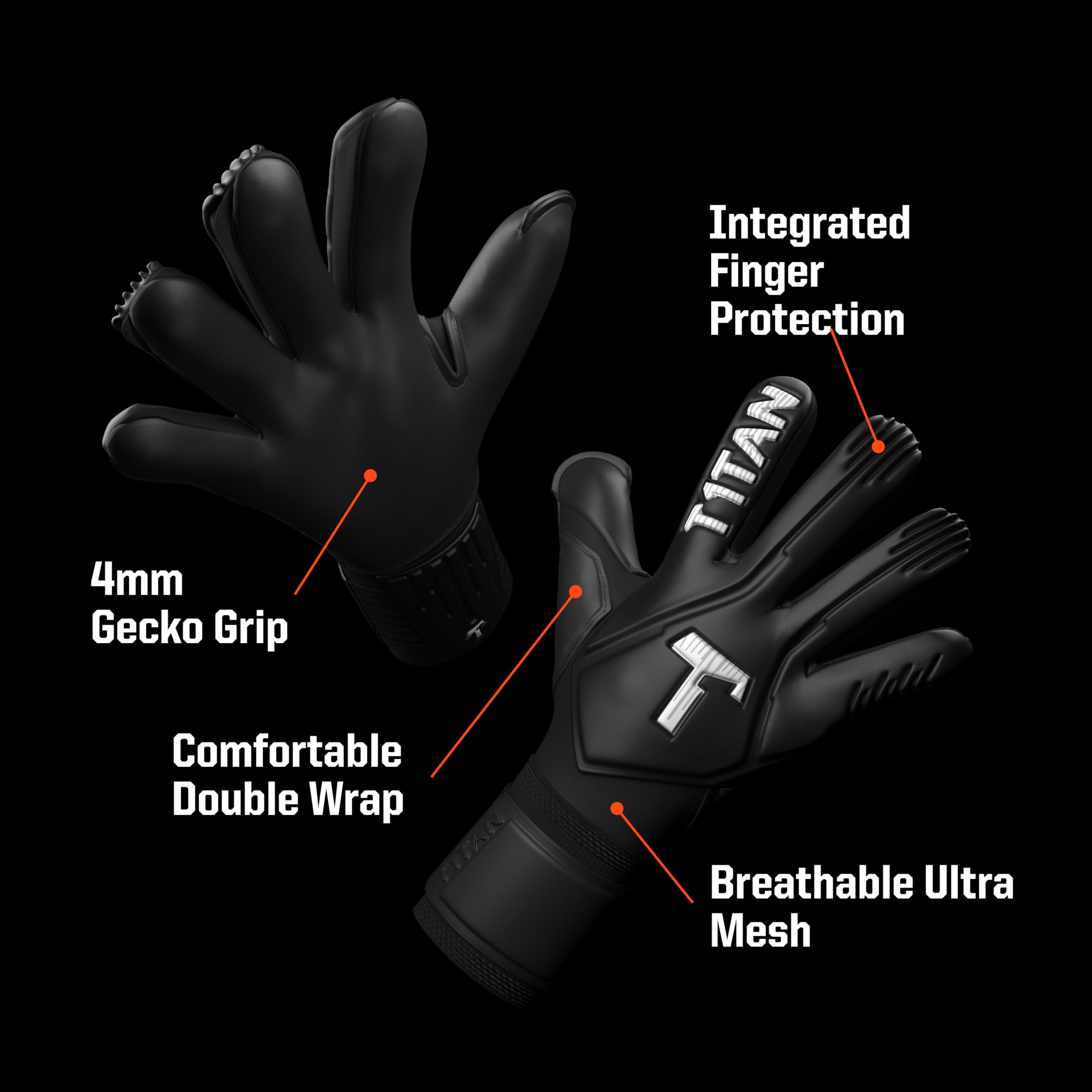 T1TAN Legend Profesional Guantes de Portero con protección para los Dedos para Entrenamiento y Partido, niños y Adultos, Talla 6-11