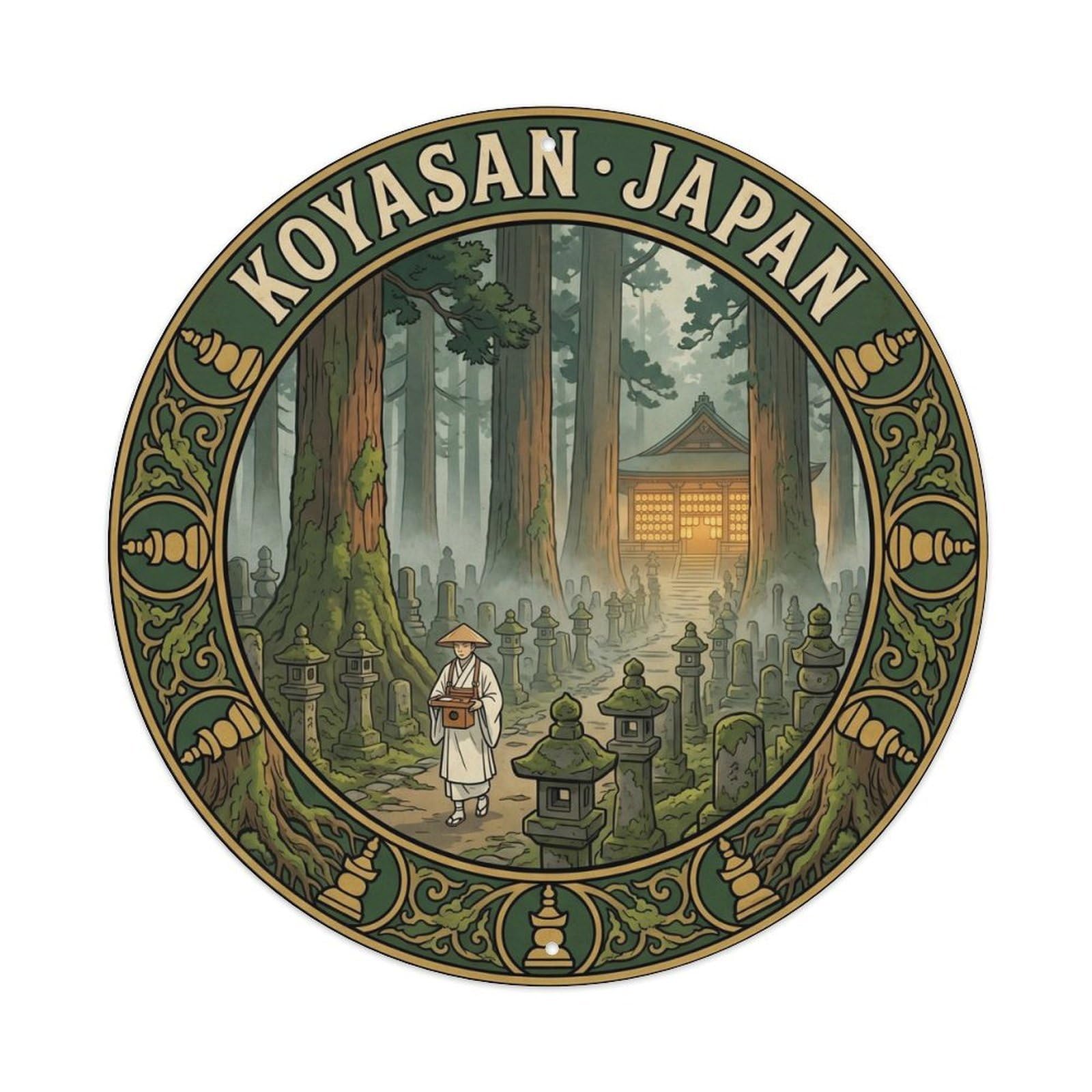 Koyasan Mount Koya Cemetery Cultural Travel Historic Metal Tin Sign