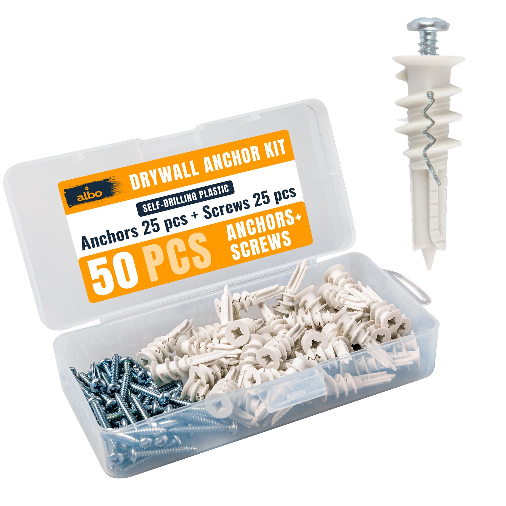 Drywall Anchors & Screws - 100 Pack -12