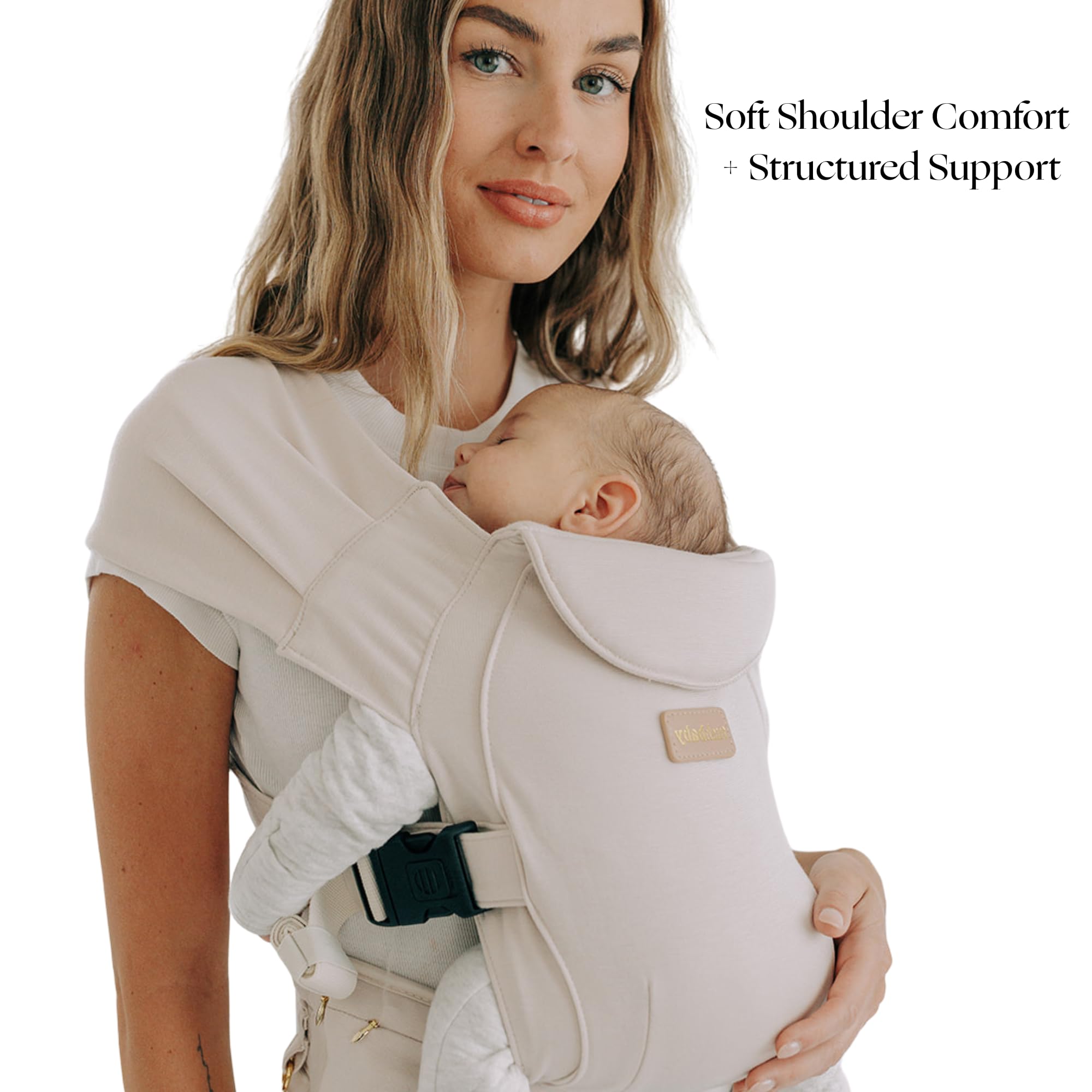 Tushbaby Pearl Wrap Porte-bébé ergonomique pour nouveau-nés de 3,6 à 9,1 kg, porte-bébé mains libres avec rangement, porte-biberon et fixation de lingette – Tissu doux, respirant et ajustement
