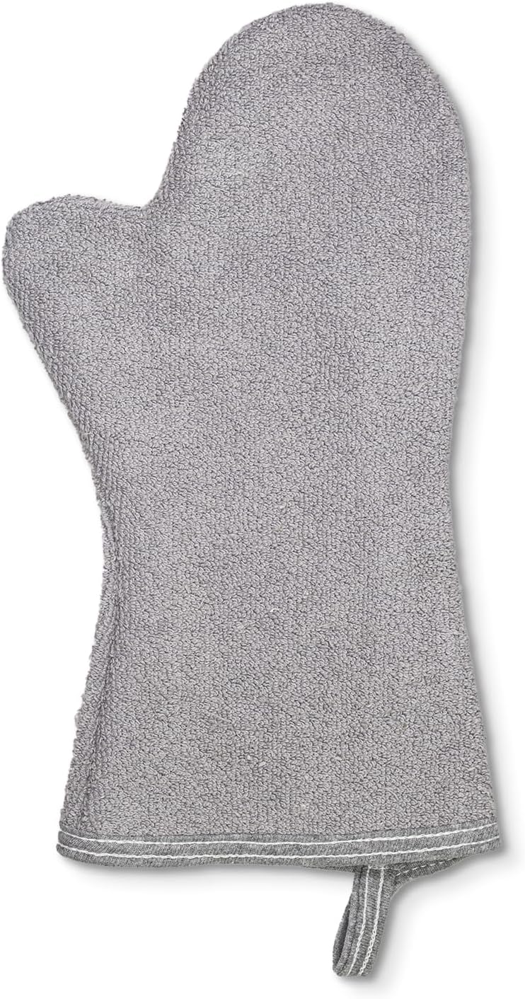 100% Cotton Set of 2 Heavy Duty Heat Resistant Machine Washable Made in America Oven Mitts (Natural)