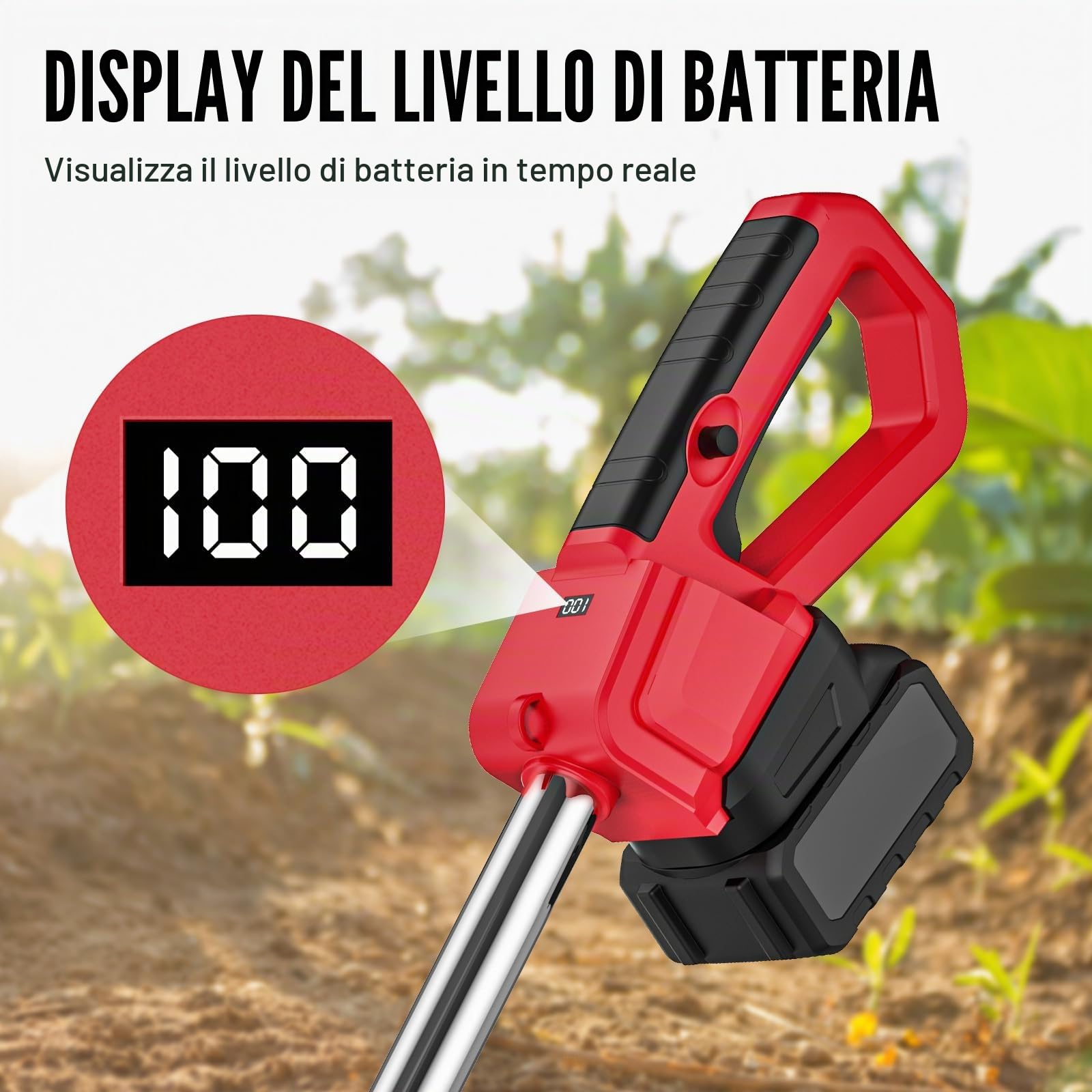 Fresa da giardino, mini motozappa, batteria da 21 V, 550 W, larghezza di lavoro 30 cm, profondità di lavoro 200 mm, 4 robusti coltelli da hacking, manico pieghevole, per piccole aiuole e giardino (2