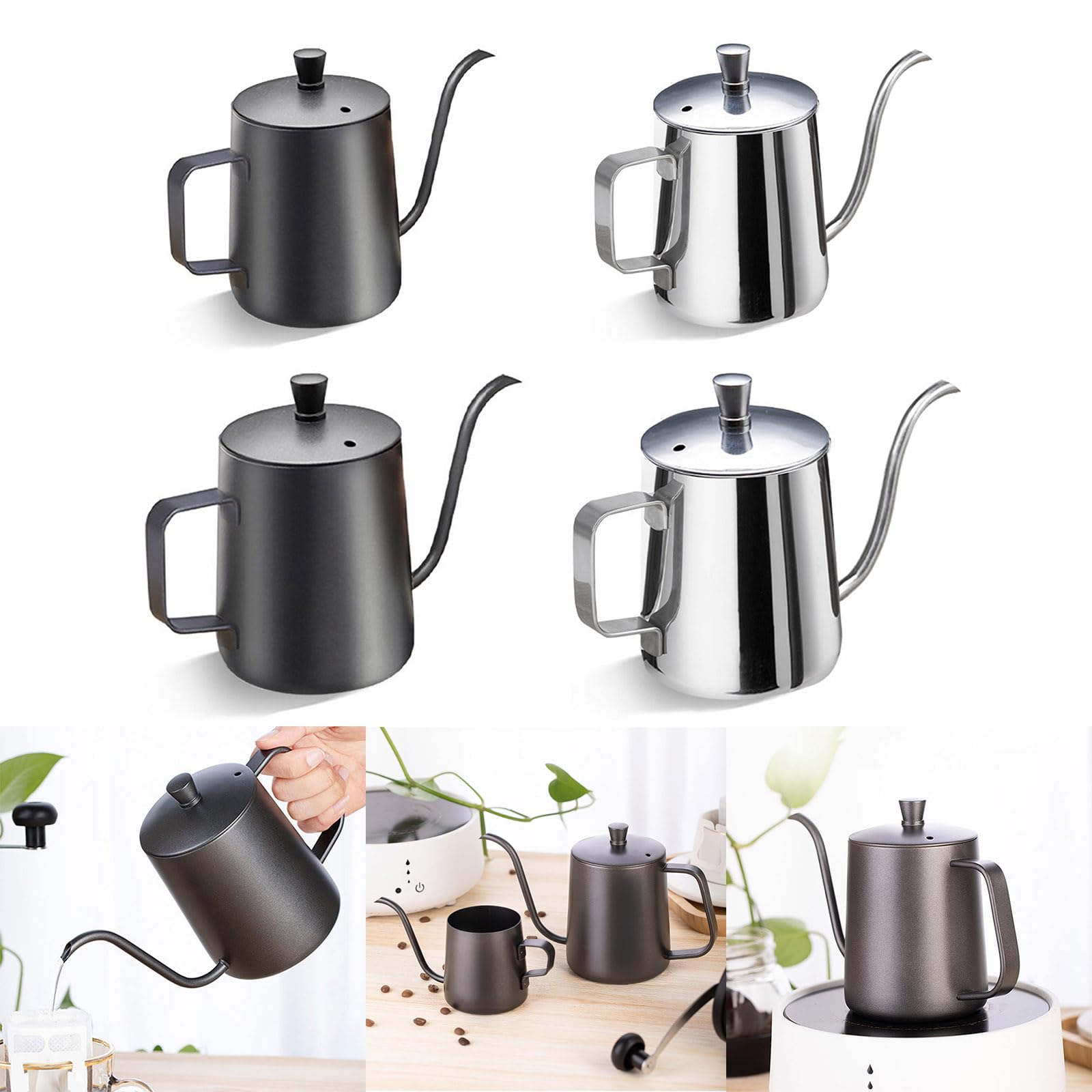 Long Narrow Spouts Kettles Easy To Use Pots For Brewing Coffee And Milk 304 Stainlesss Steel Coffee Maker With Lid