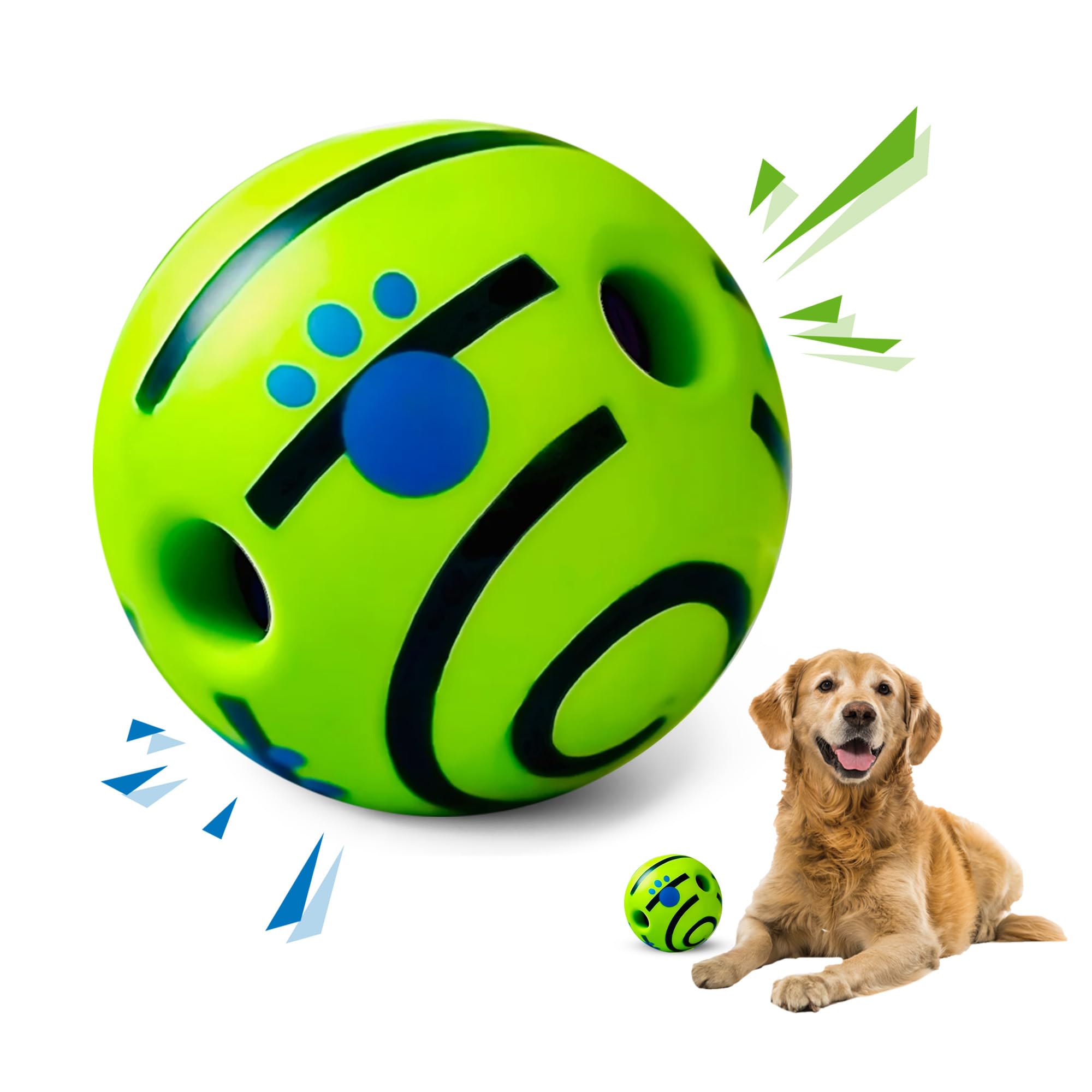 SIKARAAM Durable Wobble Giggle Squeaky Indestructible Dog Ball for Small & Medium Breeds (4.72"), Black Line, 4.72 inch