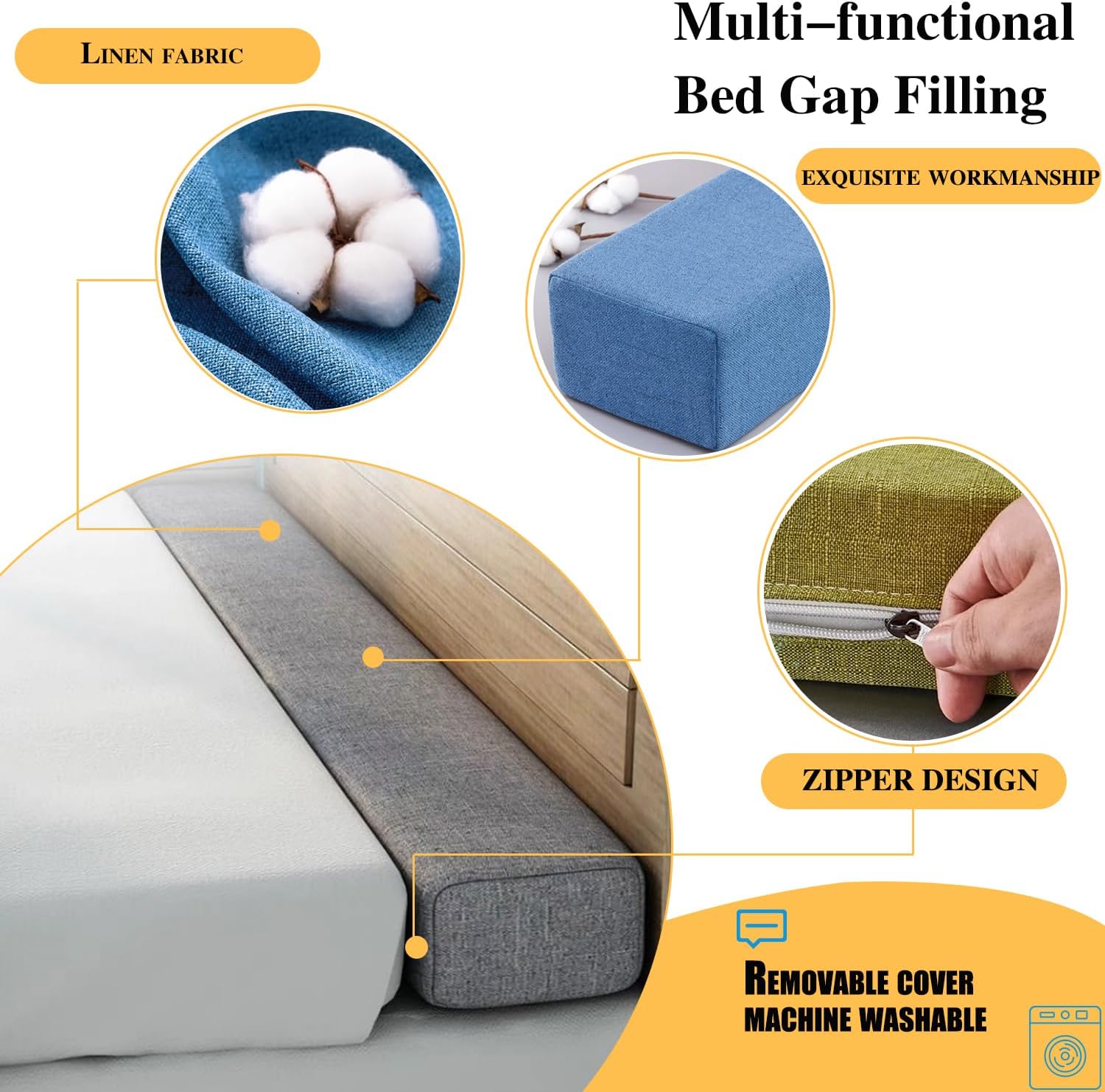 Bed Gap Filler 60X2X6inch Mattress Gap Filler Mattress Extender Filler for Headboard Gap, Bed Space Crack Headboard Pillow Fill Gap Between Your Headboard& Mattress,Color#9