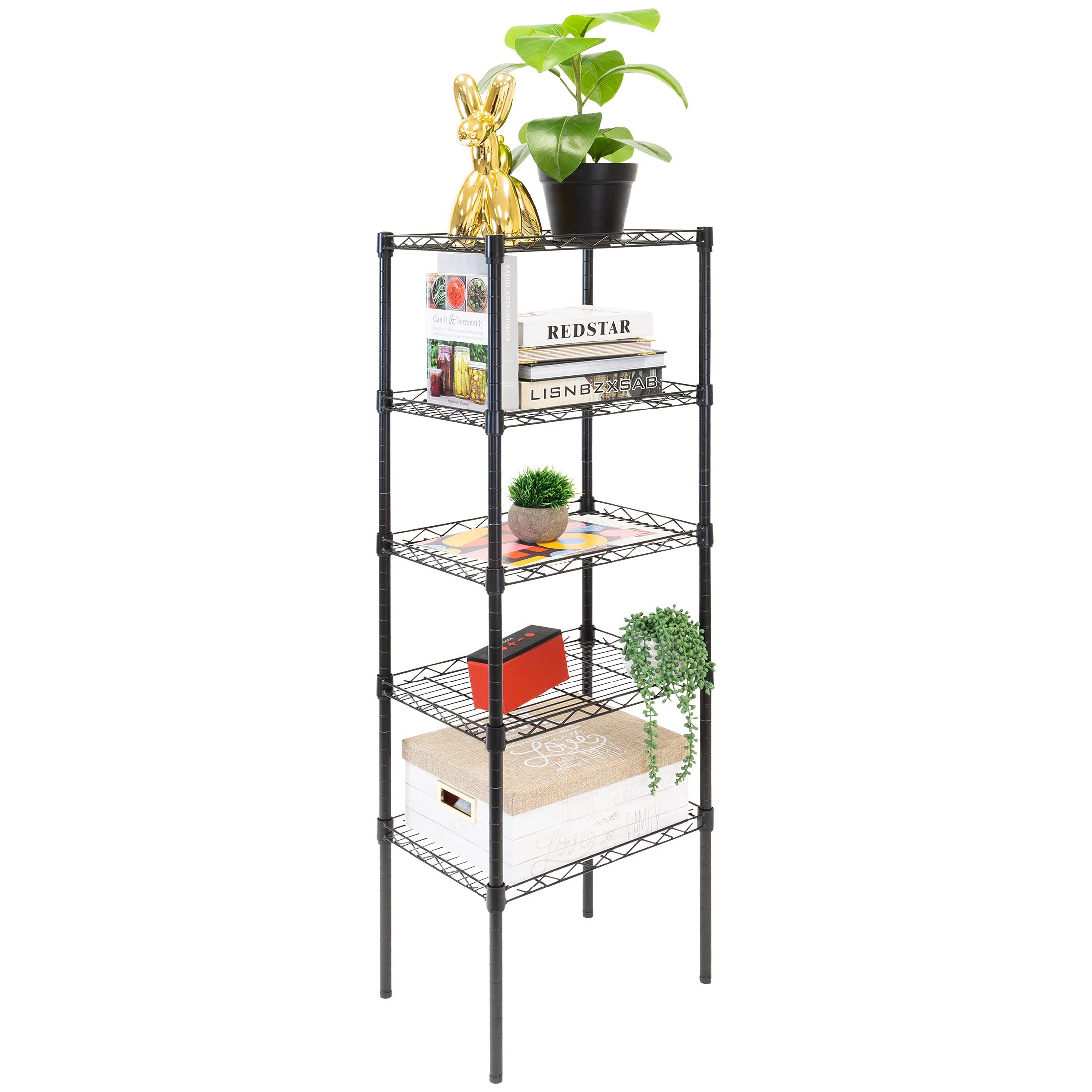 Mount-It! 5 Tier Metal Shelving Unit| - Use As Pantry Shelves, Closet Racks and Shelving or Utility Shelf for Laundry Room | Shelves Height Can be Adjusted -16 inches x 11.25 inches
