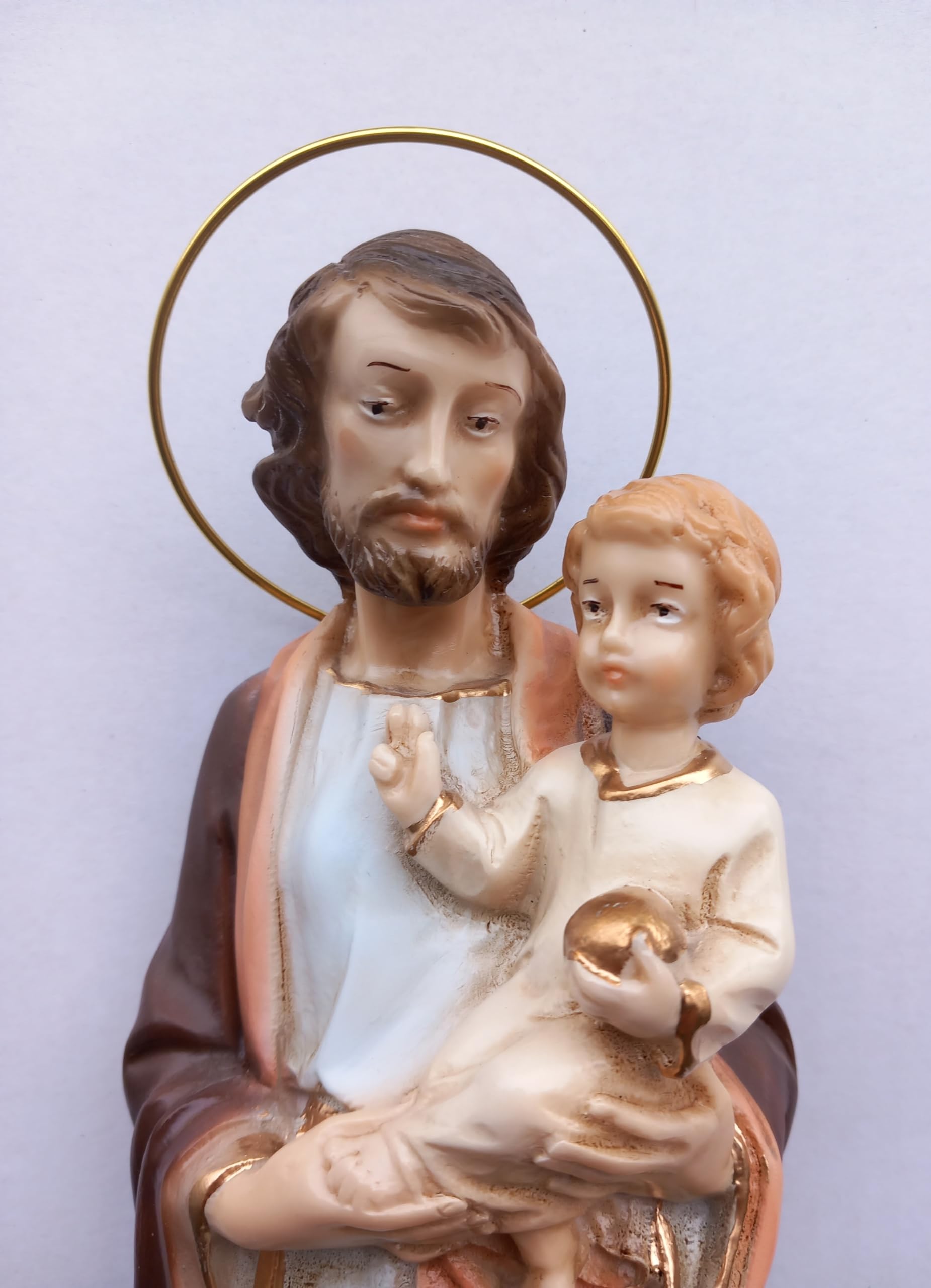 Generico Arte Sacra Caravaggio Statua di San Giuseppe, cm 32,5 x 10 realizzata in marmo resina piena, decorata a mano, di produzione artigianale